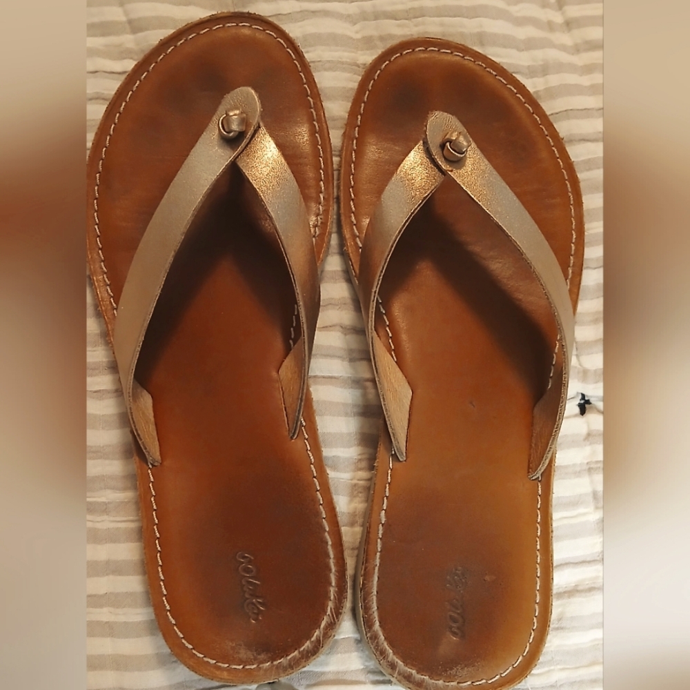 Olukai leather flip flops